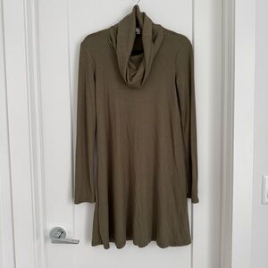 Socialite/Nordstrom Khaki Green Ribbed Cowl Neck Dress